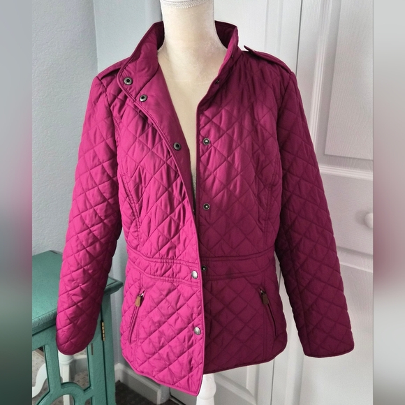 Talbots Quilted Barn Jacket - Raspberry Pink - L - Picture 4 of 9